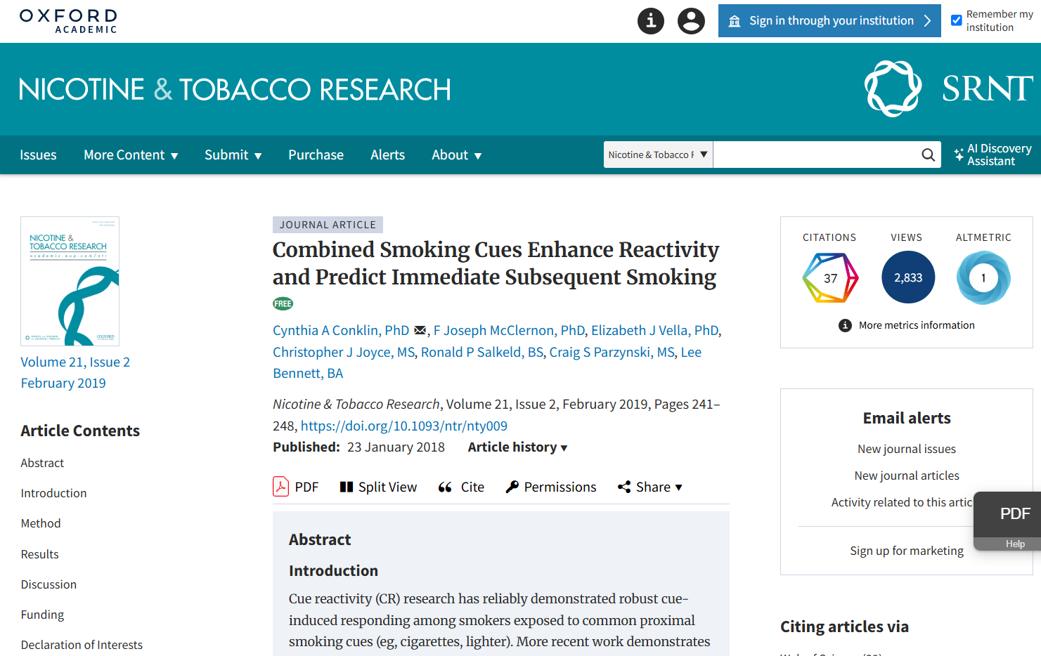 Combined Smoking Cues Enhance Reactivity and Predict Immediate Subsequent Smoking preview