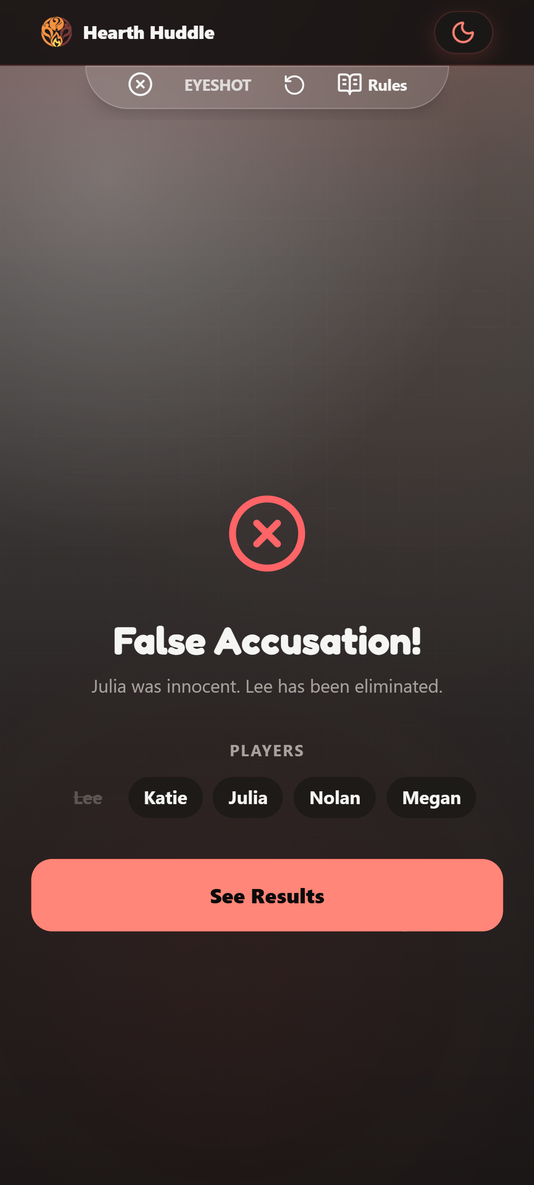Accustation Results Screen