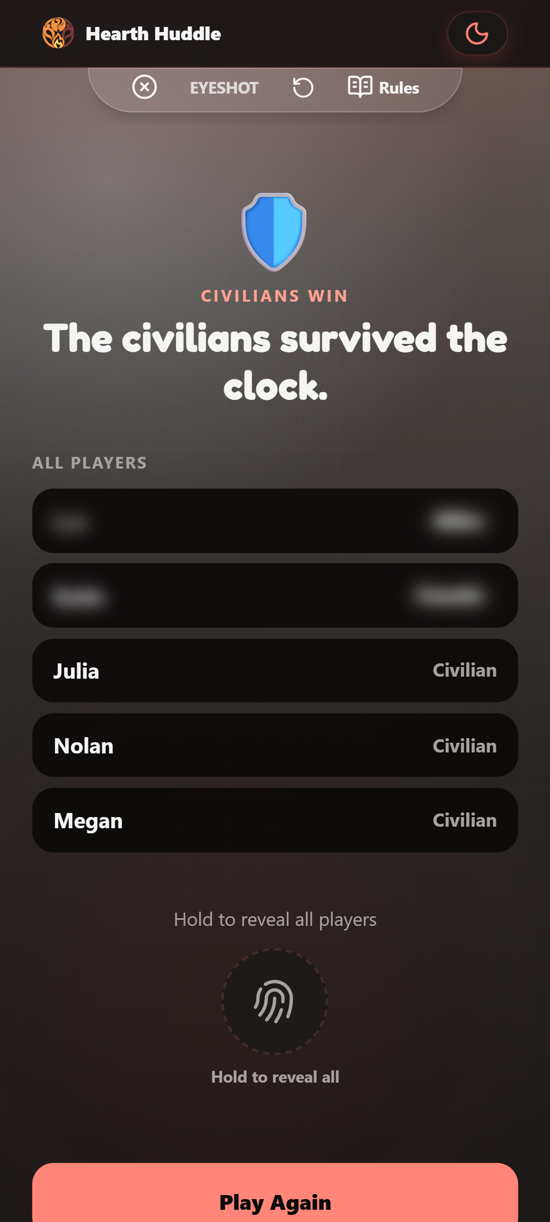Game Over Screen