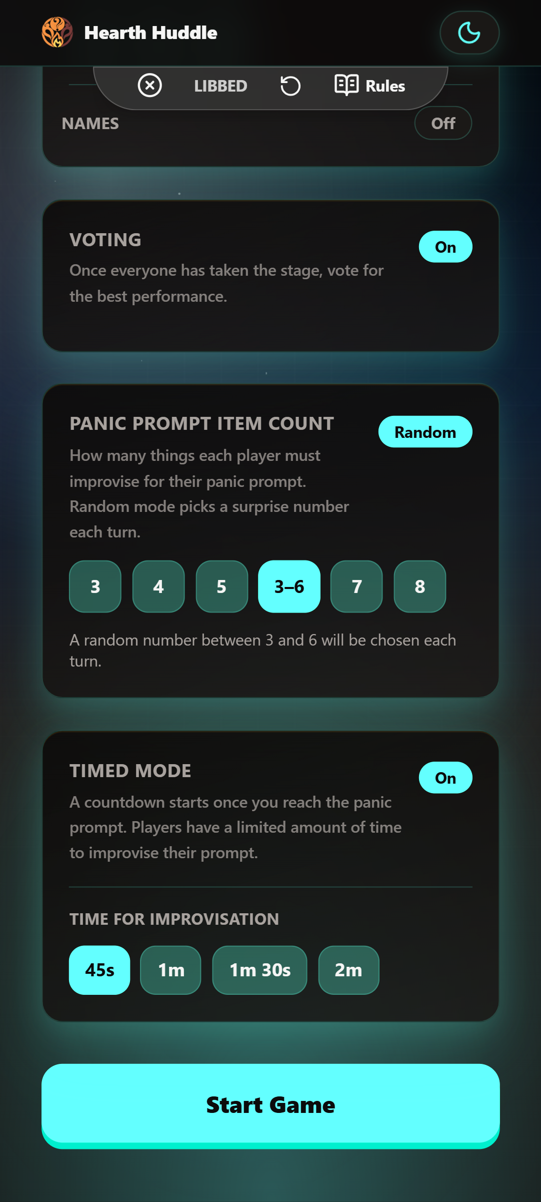 Lobby Screen - Panic Prompt Settings