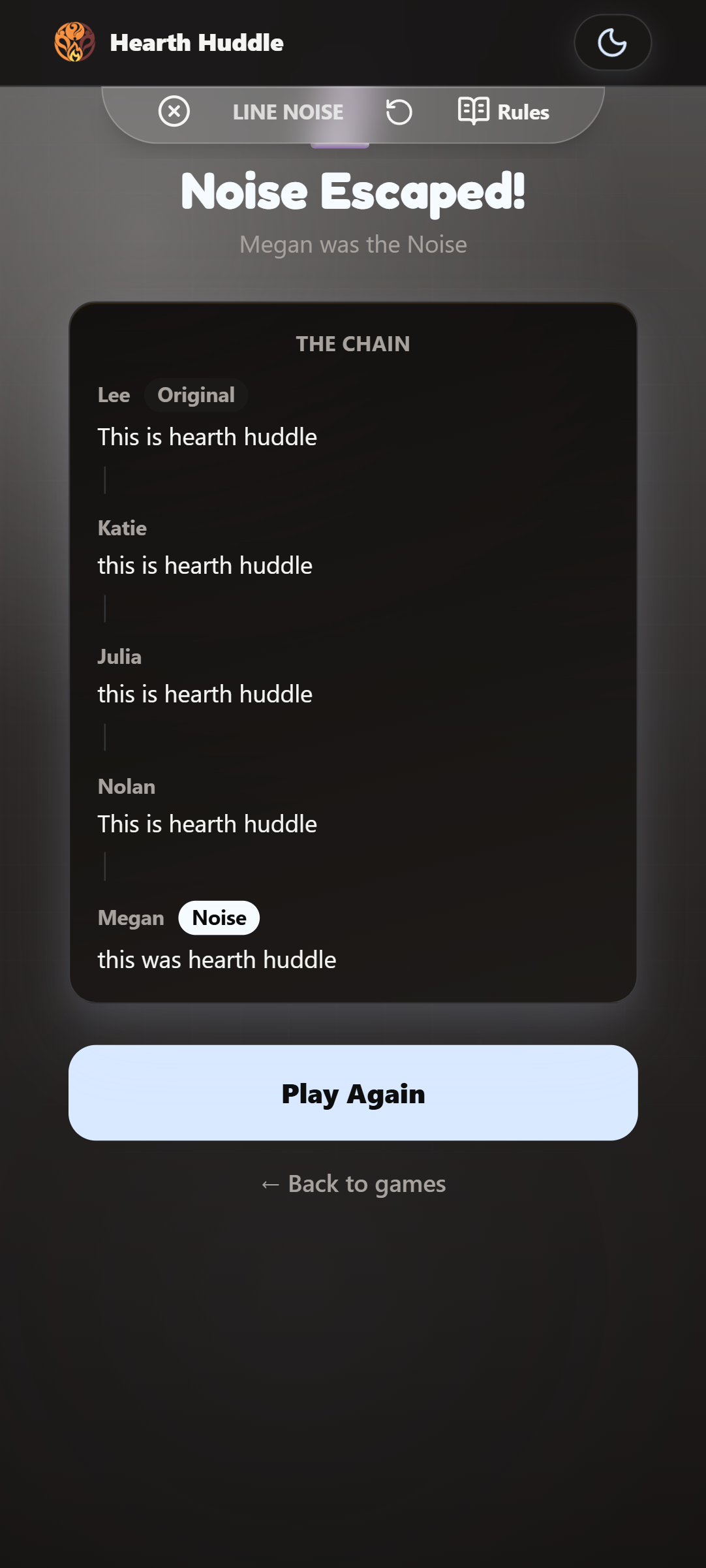 Game Over Screen
