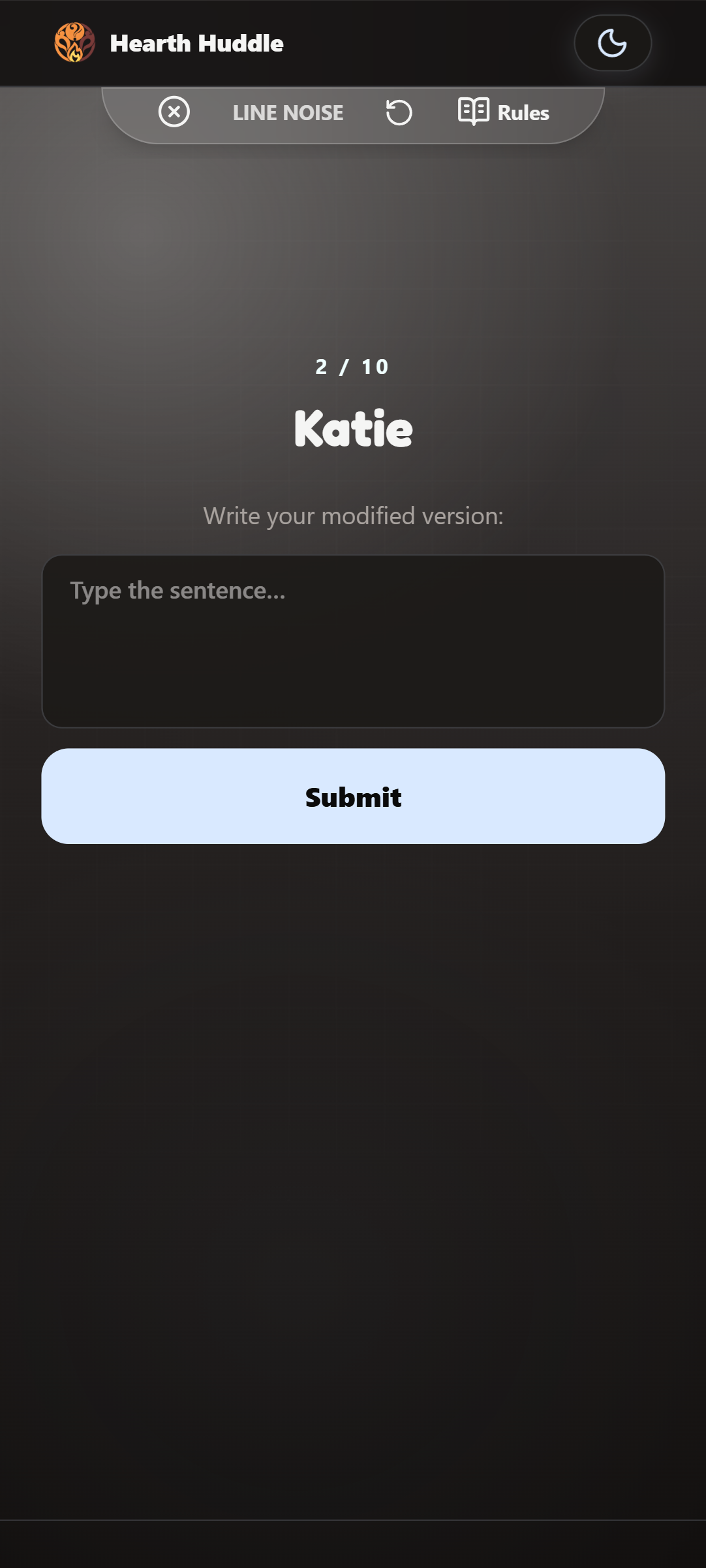 Sentence Entry Screen