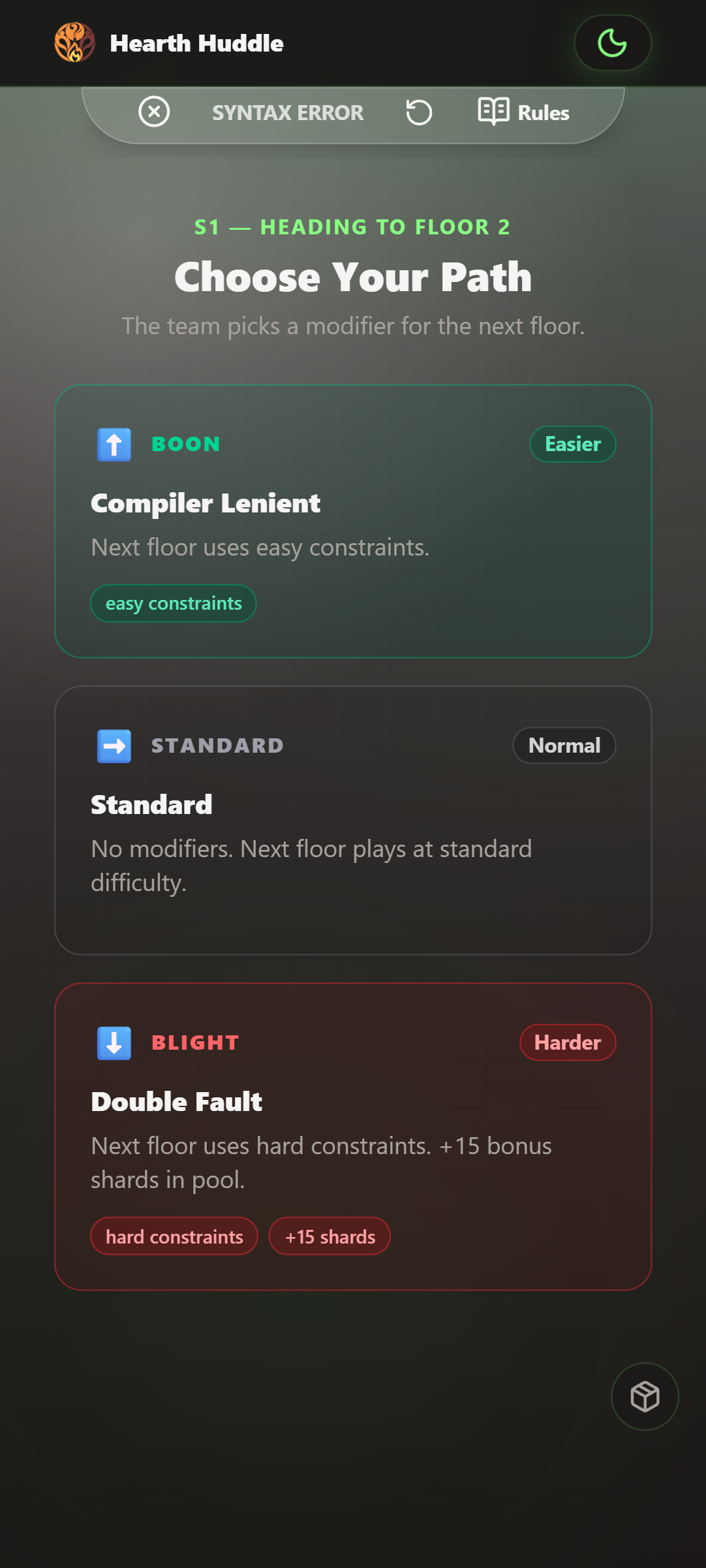 Next Floor Selection Screen