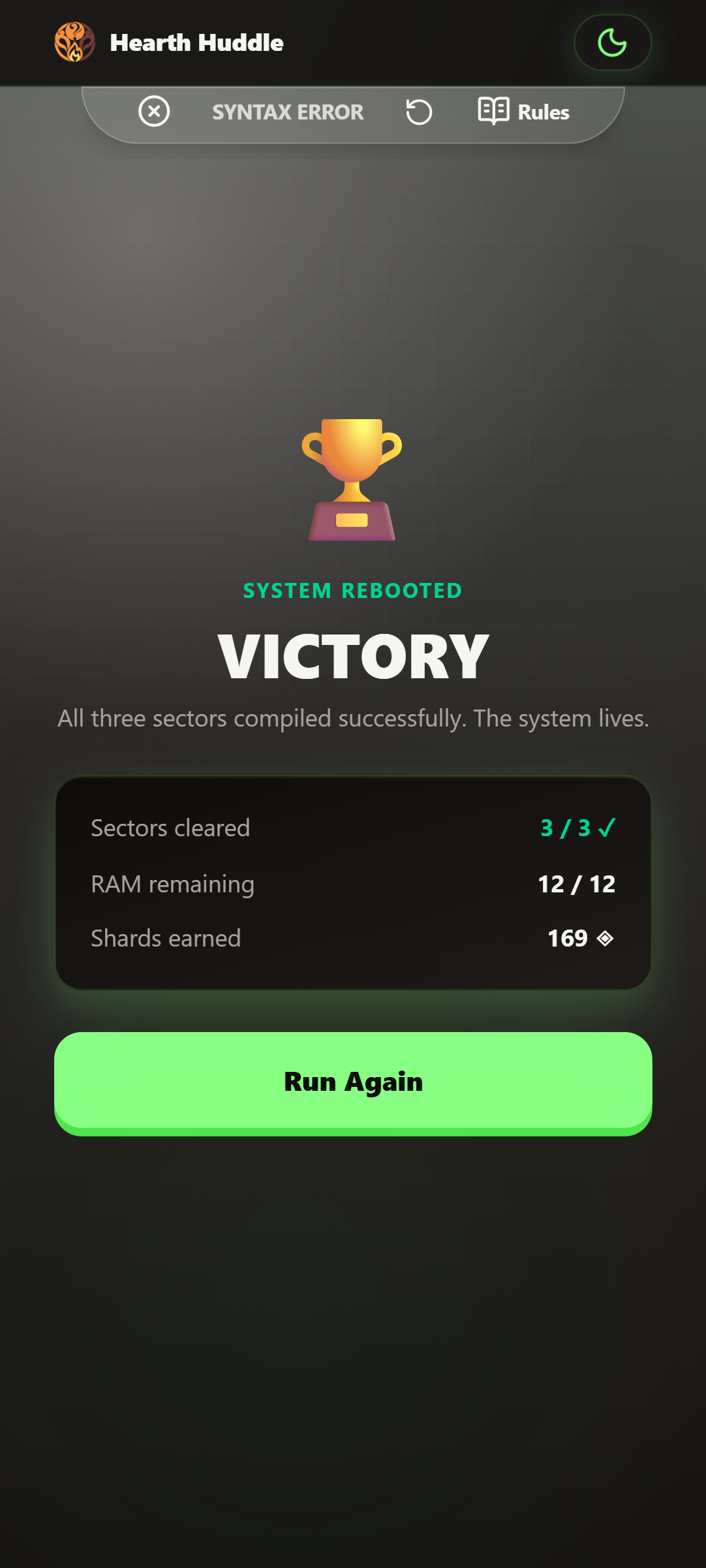 Game Over Screen