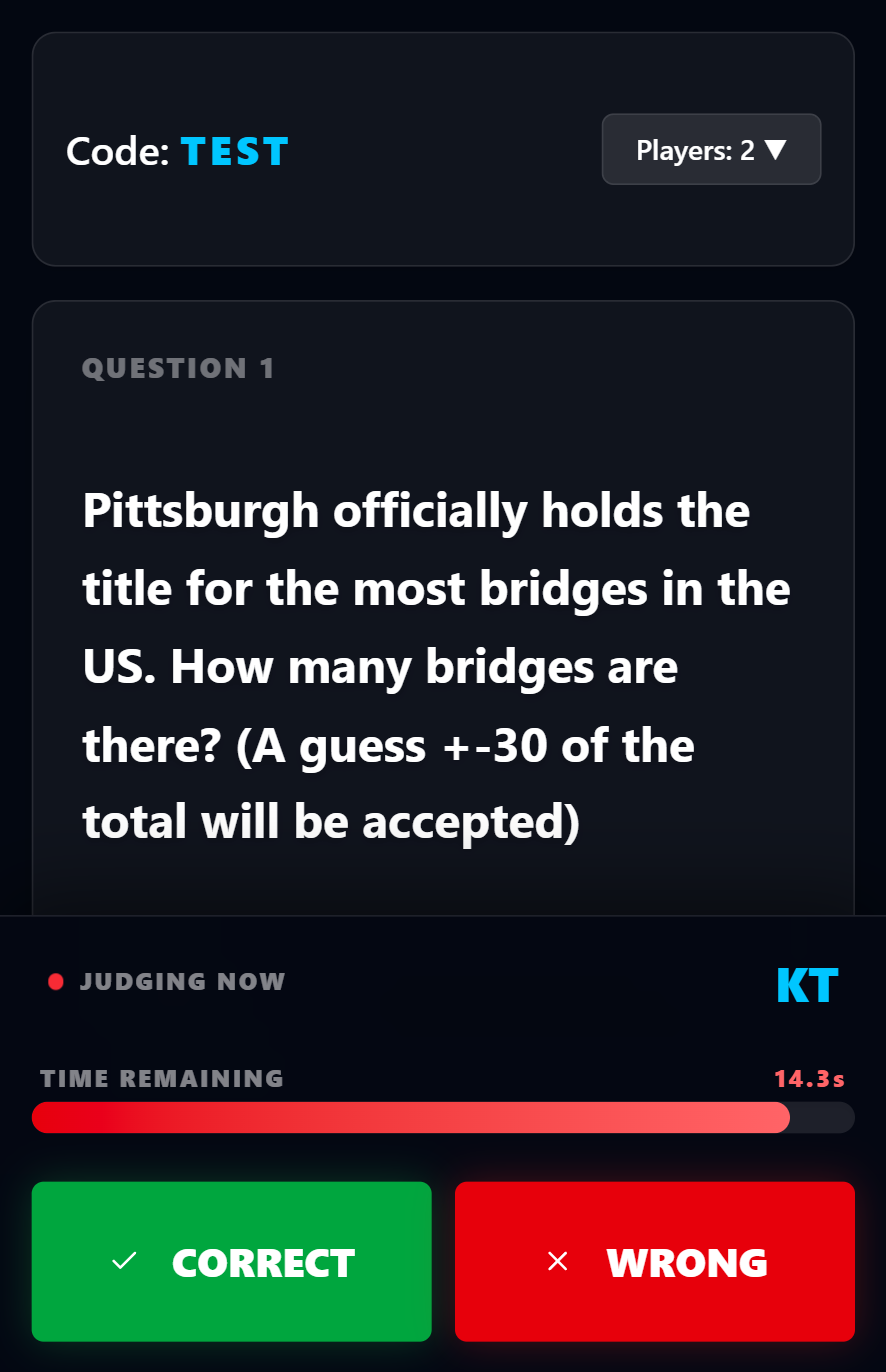 Host View - Judgement for Answer