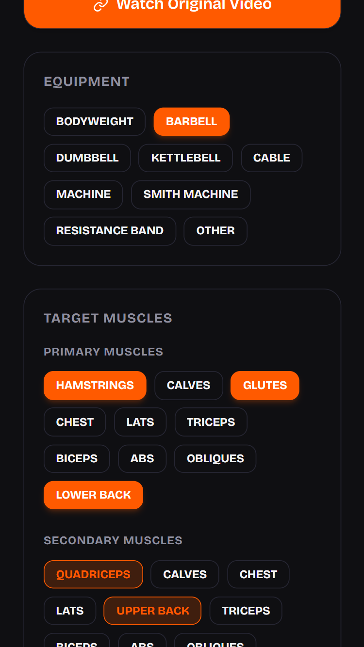 Excercise Card - Edit Mode